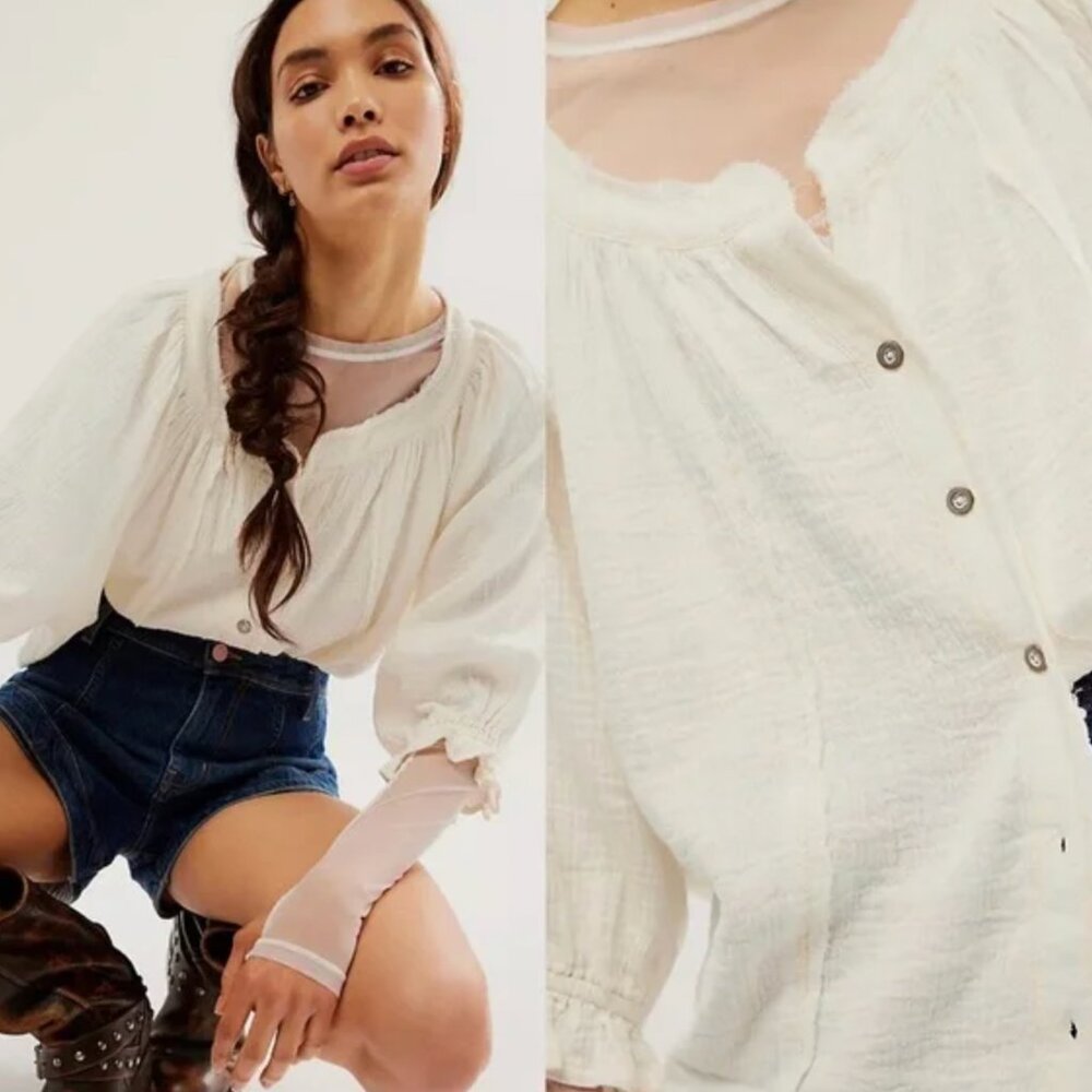 Loose Fitting Button Down Blouse - image 1